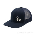 6 paneel plat borduurwerk snapback mesh hoed